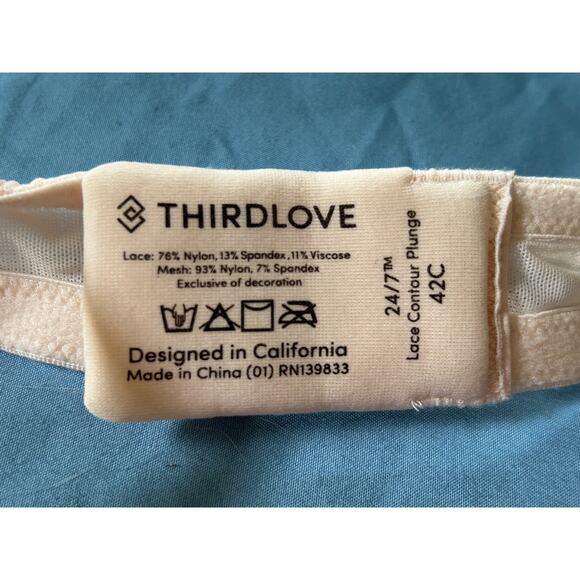 ThirdLove 24/7 Lace Contour Plunge Bra Underwire Nude Tan 42C - Picture 9 of 9